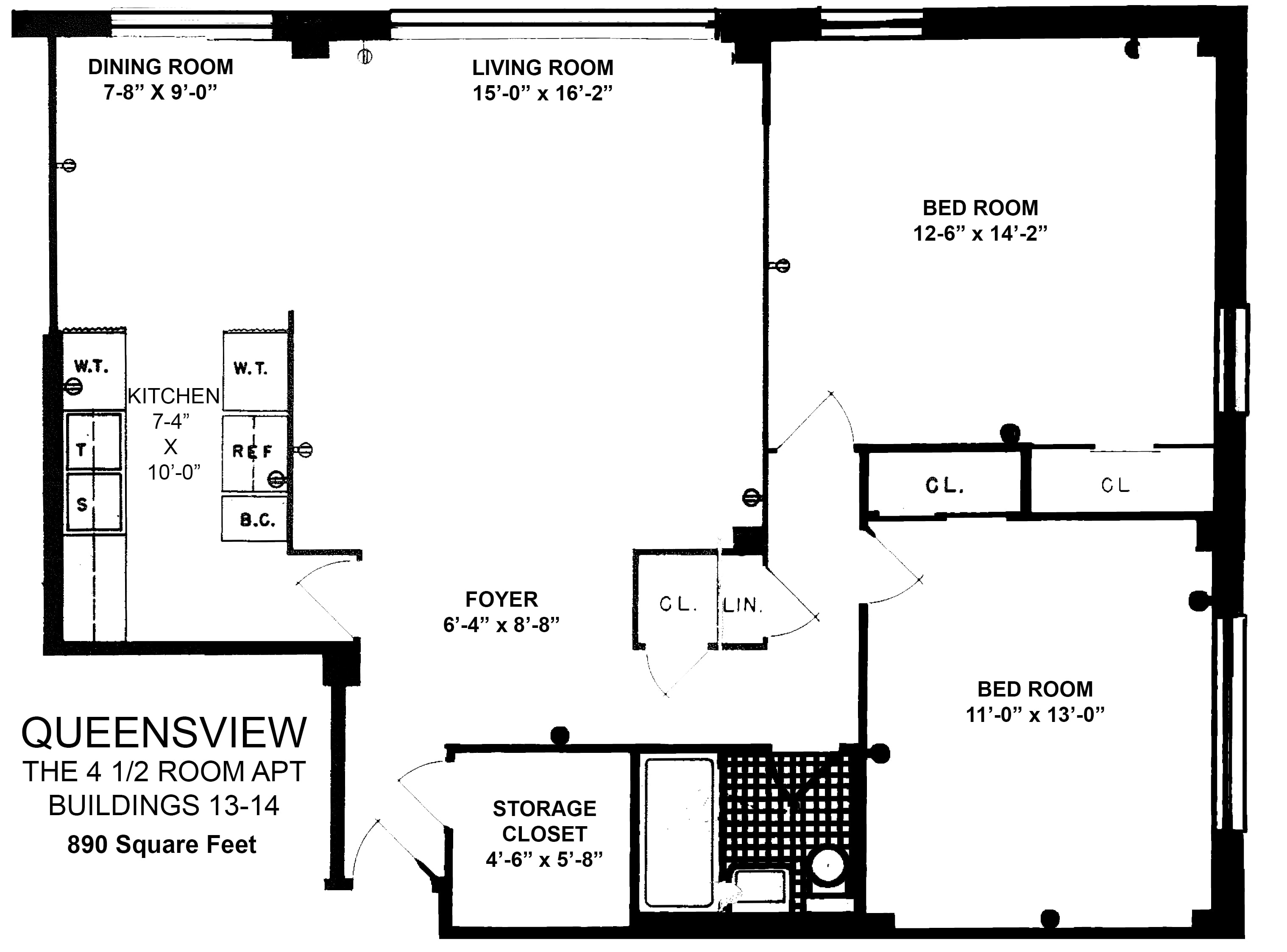 Queensview 4½ room apartment floor plan for Buildings 13 and 14